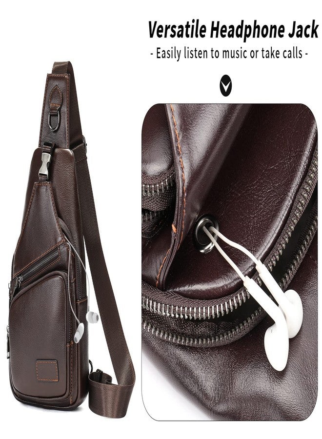 NIUCUNZH Leather Bag, Metal Buckle Crossbody Bags Shoulder Cross Chest Pack Small Travel Backpack for Men and Women - Image 3